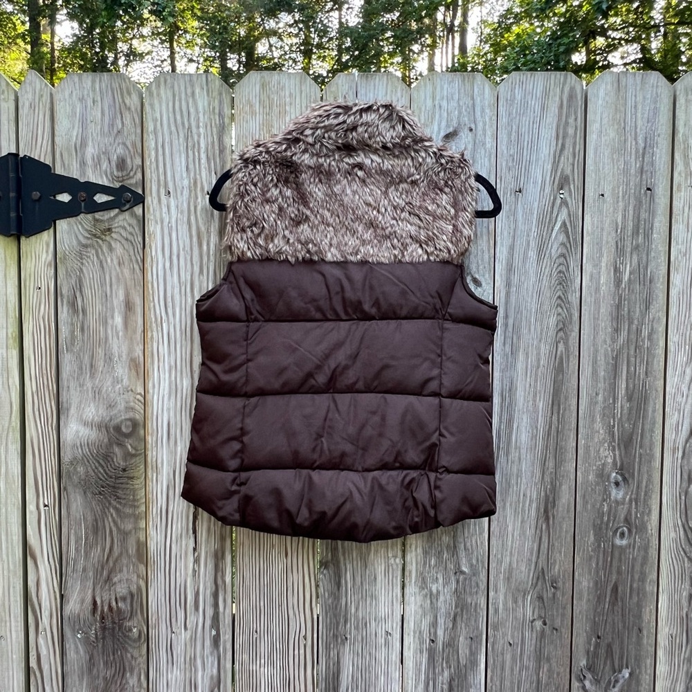 Ruff Hewn Faux Fur Full Zip with toggle buttons Puffer Vest sz Small - Picture 8 of 9